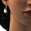 Rhodium Plated Leverback Earring, Teardrop Design, with Aurore Boreale Swarovski Crystals, Polished, Rhodium Finish, 02.239.0014.11