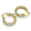 Oro Laminado Small Hoop, Gold Filled Style Brushed Finish, Tricolor, 5.149.005.25