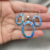 Sterling Silver Earring and Pendant Adult Set, with Bermuda Blue Opal, Polished, Silver Finish, 10.391.0007