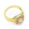 Oro Laminado Multi Stone Ring, Gold Filled Style with Pink and White Cubic Zirconia, Polished, Golden Finish, 01.210.0123.1.09