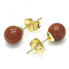 Oro Laminado Stud Earring, Gold Filled Style Ball Design, Polished, Golden Finish, 02.63.2124.4