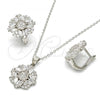 Sterling Silver Earring and Pendant Adult Set, with White Cubic Zirconia, Polished, Rhodium Finish, 10.175.0040
