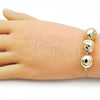 Oro Laminado Fancy Bracelet, Gold Filled Style Box and Ball Design, Polished, Golden Finish, 03.63.2296.08