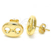 Oro Laminado Stud Earring, Gold Filled Style Puff Mariner Design, Polished, Golden Finish, 02.63.2671