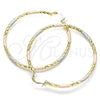 Oro Laminado Large Hoop, Gold Filled Style Diamond Cutting Finish, Tricolor, 02.213.0155.1.60