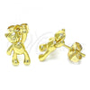 Oro Laminado Stud Earring, Gold Filled Style Teddy Bear Design, Polished, Golden Finish, 02.341.0116