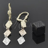 Oro Laminado Long Earring, Gold Filled Style Diamond Cutting Finish, Tricolor, 02.63.2175