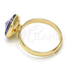 Oro Laminado Multi Stone Ring, Gold Filled Style with Tanzanite Swarovski Crystals, Polished, Golden Finish, 01.239.0001.8 (One size fits all)