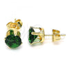 Oro Laminado Stud Earring, Gold Filled Style with Green Cubic Zirconia, Polished, Golden Finish, 5.128.039.2