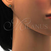 Stainless Steel Stud Earring, with White Crystal, Polished, Golden Finish, 02.271.0003
