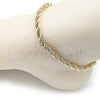 Oro Laminado Basic Anklet, Gold Filled Style Rope Design, Polished, Golden Finish, 04.213.0206.10