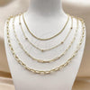Stainless Steel Fancy Necklace, Miami Cuban and Rolo Design, Polished, Golden Finish, 04.437.0008.16