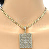 Oro Laminado Religious Pendant, Gold Filled Style Cross Design, with White Cubic Zirconia, Polished, Golden Finish, 05.185.0016