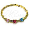 Oro Laminado Fancy Bracelet, Gold Filled Style with Multicolor Cubic Zirconia, Polished, Golden Finish, 03.283.0256.07