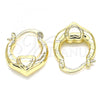 Oro Laminado Small Hoop, Gold Filled Style Heart Design, Polished, Golden Finish, 02.233.0028.15