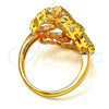 Oro Laminado Multi Stone Ring, Gold Filled Style Flower Design, with White Crystal, Polished, Golden Finish, 01.118.0016.09 (Size 9)