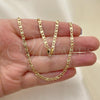 Oro Laminado Basic Necklace, Gold Filled Style Mariner Design, Diamond Cutting Finish, Golden Finish, 04.213.0243.22