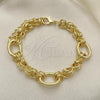 Oro Laminado Charm Bracelet, Gold Filled Style Diamond Cutting Finish, Golden Finish, 03.331.0174.08