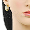 Oro Laminado Huggie Hoop, Gold Filled Style with White Micro Pave, Polished, Golden Finish, 02.283.0287.20