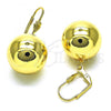 Oro Laminado Dangle Earring, Gold Filled Style Ball Design, Polished, Golden Finish, 02.63.2746