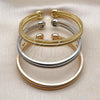 Oro Laminado Trio Bangle, Gold Filled Style Spiral Design, Polished, Tricolor, 07.170.0057