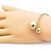 Oro Laminado Individual Bangle, Gold Filled Style Ball Design, with White Cubic Zirconia, Polished, Golden Finish, 07.421.0003