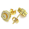 Oro Laminado Stud Earring, Gold Filled Style with White Cubic Zirconia, Polished, Golden Finish, 02.342.0025