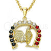 Oro Laminado Fancy Pendant, Gold Filled Style with Multicolor Crystal, Polished, Golden Finish, 05.351.0005