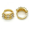Oro Laminado Huggie Hoop, Gold Filled Style with White Cubic Zirconia, Polished, Golden Finish, 02.210.0029.15