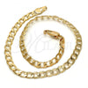 Oro Laminado Basic Anklet, Gold Filled Style Curb Design, Polished, Golden Finish, 5.222.005.10