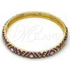 Oro Laminado Individual Bangle, Gold Filled Style with White Crystal, Purple Enamel Finish, Golden Finish, 07.246.0007.05 (07 MM Thickness, Size 5 - 2.50 Diameter)