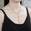 Oro Laminado Medium Rosary, Gold Filled Style Guadalupe and Crucifix Design, with Multicolor Crystal, Polished, Golden Finish, 09.326.0001.18