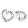Sterling Silver Huggie Hoop, Heart Design, with White Micro Pave, Polished, Rhodium Finish, 02.186.0138.1.15