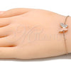 Sterling Silver Fancy Bracelet, Butterfly Design, with White Micro Pave, Polished, Rose Gold Finish, 03.336.0023.1.08