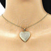 Oro Laminado Pendant Necklace, Gold Filled Style Heart Design, Polished, Golden Finish, 04.117.0038.18