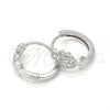 Sterling Silver Huggie Hoop, with White Micro Pave, Polished, Rhodium Finish, 02.332.0008.15