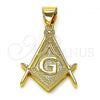 Oro Laminado Religious Pendant, Gold Filled Style Polished, Golden Finish, 05.342.0212