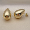 Oro Laminado Stud Earring, Gold Filled Style Teardrop and Hollow Design, Polished, Golden Finish, 02.163.0322