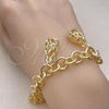 Oro Laminado Charm Bracelet, Gold Filled Style Rolo and Teardrop Design, Polished, Golden Finish, 03.331.0225.08