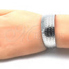 Rhodium Plated Individual Bangle, Greek Key Design, Polished, Rhodium Finish, 07.329.0001.1 (18 MM Thickness, One size fits all)