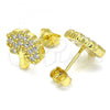 Sterling Silver Stud Earring, Tree Design, with White Cubic Zirconia, Polished, Golden Finish, 02.336.0128.2