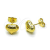 Oro Laminado Stud Earring, Gold Filled Style Heart and Hollow Design, Polished, Golden Finish, 02.196.0177