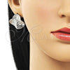 Rhodium Plated Stud Earring, Flower Design, Diamond Cutting Finish, Rhodium Finish, 02.428.0009.1