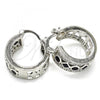 Rhodium Plated Small Hoop, with Black and White Cubic Zirconia, Polished, Rhodium Finish, 02.210.0284.8.20