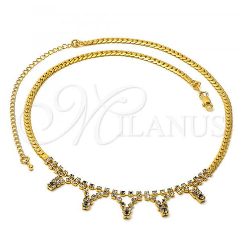 Oro Laminado Fancy Necklace, Gold Filled Style with White Cubic Zirconia, Polished, Golden Finish, 5.011.004