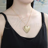 Oro Laminado Pendant Necklace, Gold Filled Style Heart Design, Polished, Golden Finish, 04.117.0002.20