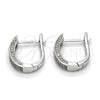 Sterling Silver Huggie Hoop, with White Micro Pave, Polished, Rhodium Finish, 02.175.0043.15