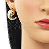 Oro Laminado Stud Earring, Gold Filled Style Teardrop Design, Polished, Golden Finish, 02.163.0351