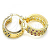 Oro Laminado Small Hoop, Gold Filled Style with Multicolor Cubic Zirconia, Polished, Golden Finish, 02.210.0288.3.20