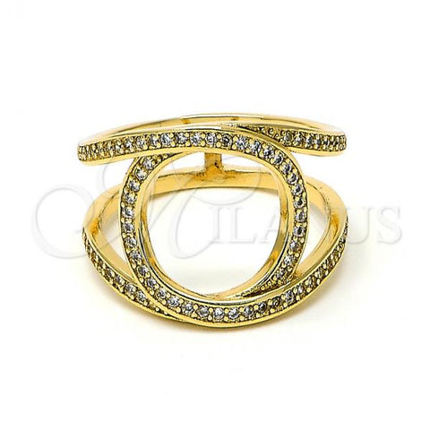 Oro Laminado Multi Stone Ring, Gold Filled Style with White Cubic Zirconia, Polished, Golden Finish, 01.155.0042.09 (Size 9)